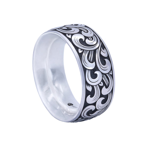 KRANOK Wide Engraved Band Ring